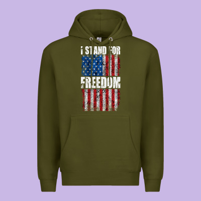 I Stand For Freedom With A Distressed American Flag Premium Hoodie Designed By Artisfamous