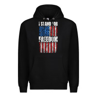 Black I STAND FOR FREEDOM WITH A DISTRESSED AMERICAN FLAG Premium Hoodie - artisFamous