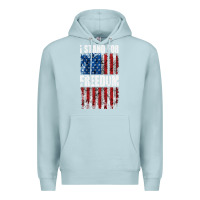 Blue Mist I STAND FOR FREEDOM WITH A DISTRESSED AMERICAN FLAG Premium Hoodie - artisFamous