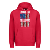 Cardinal I STAND FOR FREEDOM WITH A DISTRESSED AMERICAN FLAG Premium Hoodie - artisFamous
