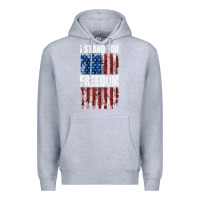Heather Grey I STAND FOR FREEDOM WITH A DISTRESSED AMERICAN FLAG Premium Hoodie - artisFamous