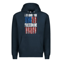 Navy I STAND FOR FREEDOM WITH A DISTRESSED AMERICAN FLAG Premium Hoodie - artisFamous