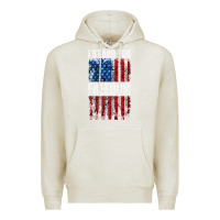 Oatmeal Heather I STAND FOR FREEDOM WITH A DISTRESSED AMERICAN FLAG Premium Hoodie - artisFamous