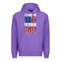 Purple I STAND FOR FREEDOM WITH A DISTRESSED AMERICAN FLAG Premium Hoodie - artisFamous