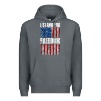 Rock I STAND FOR FREEDOM WITH A DISTRESSED AMERICAN FLAG Premium Hoodie - artisFamous