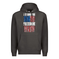 Smoke I STAND FOR FREEDOM WITH A DISTRESSED AMERICAN FLAG Premium Hoodie - artisFamous