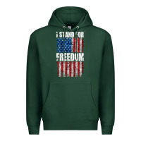 Sports Green I STAND FOR FREEDOM WITH A DISTRESSED AMERICAN FLAG Premium Hoodie - artisFamous