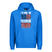 True Royal I STAND FOR FREEDOM WITH A DISTRESSED AMERICAN FLAG Premium Hoodie - artisFamous