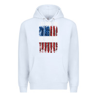 White I STAND FOR FREEDOM WITH A DISTRESSED AMERICAN FLAG Premium Hoodie - artisFamous
