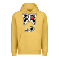 Antique Gold dad skeleton halloween beer pizza Premium Hoodie - artisFamous