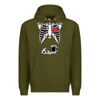 Army Green dad skeleton halloween beer pizza Premium Hoodie - artisFamous