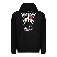 Black dad skeleton halloween beer pizza Premium Hoodie - artisFamous