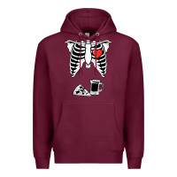 Burgundy dad skeleton halloween beer pizza Premium Hoodie - artisFamous
