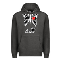 Charcoal Heather dad skeleton halloween beer pizza Premium Hoodie - artisFamous