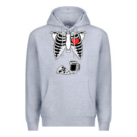Heather Grey dad skeleton halloween beer pizza Premium Hoodie - artisFamous