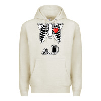 Oatmeal Heather dad skeleton halloween beer pizza Premium Hoodie - artisFamous
