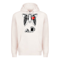 Pale Pink dad skeleton halloween beer pizza Premium Hoodie - artisFamous