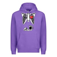 Purple dad skeleton halloween beer pizza Premium Hoodie - artisFamous