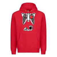 Red dad skeleton halloween beer pizza Premium Hoodie - artisFamous