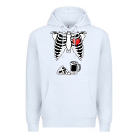 White dad skeleton halloween beer pizza Premium Hoodie - artisFamous