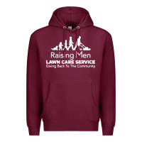 Burgundy raising men lawn care Premium Hoodie - artisFamous
