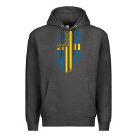Charcoal Heather Sweden Swedish Roots American Flag | Canadian Roots Premium Hoodie - artisFamous