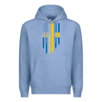 Colony Blue Sweden Swedish Roots American Flag | Canadian Roots Premium Hoodie - artisFamous