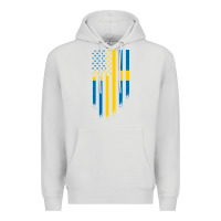 Dove Grey Sweden Swedish Roots American Flag | Canadian Roots Premium Hoodie - artisFamous