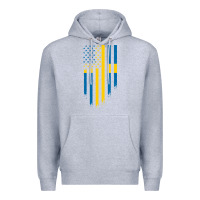 Heather Grey Sweden Swedish Roots American Flag | Canadian Roots Premium Hoodie - artisFamous
