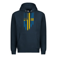 Navy Sweden Swedish Roots American Flag | Canadian Roots Premium Hoodie - artisFamous