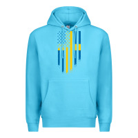 Ocean Blue Sweden Swedish Roots American Flag | Canadian Roots Premium Hoodie - artisFamous