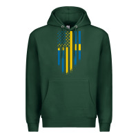 Sports Green Sweden Swedish Roots American Flag | Canadian Roots Premium Hoodie - artisFamous
