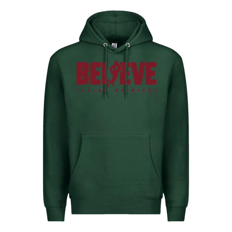 Taylor Heinicke Believe Premium Hoodie by artisFamous | Teevron