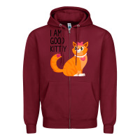 Burgundy I Am Good Kittiy Zipper Hoodie - Bettercallsaul