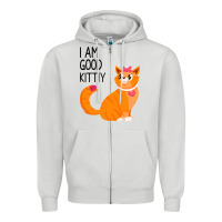 Dove Grey I Am Good Kittiy Zipper Hoodie - Bettercallsaul