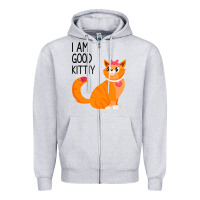Heather Grey I Am Good Kittiy Zipper Hoodie - Bettercallsaul
