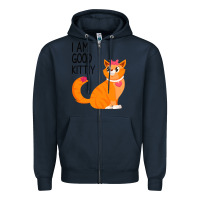 Navy I Am Good Kittiy Zipper Hoodie - Bettercallsaul