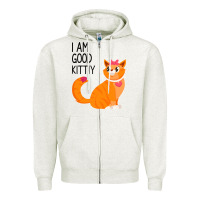 Oatmeal Heather I Am Good Kittiy Zipper Hoodie - Bettercallsaul