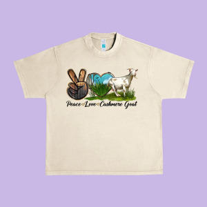 Peace Love Cashmere Goat Urban Heavy Tee Designed By Lillyallendesigns