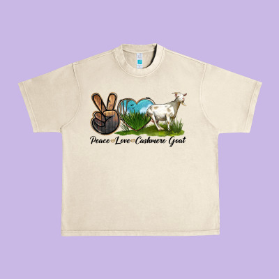 Peace Love Cashmere Goat Urban Heavy Tee Designed By Lillyallendesigns