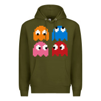 Army Green pacman ghosts cool retro 80s Premium Hoodie - artisFamous