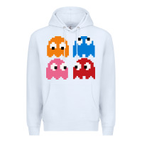 White pacman ghosts cool retro 80s Premium Hoodie - artisFamous