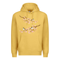 Antique Gold cherry blossom sakura with bird Premium Hoodie - artisFamous