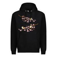 Black cherry blossom sakura with bird Premium Hoodie - artisFamous