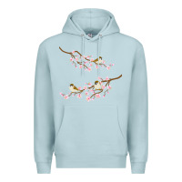 Blue Mist cherry blossom sakura with bird Premium Hoodie - artisFamous