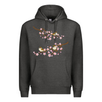 Charcoal Heather cherry blossom sakura with bird Premium Hoodie - artisFamous