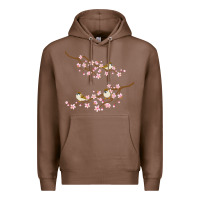 Chestnut cherry blossom sakura with bird Premium Hoodie - artisFamous