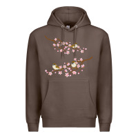 Coffee cherry blossom sakura with bird Premium Hoodie - artisFamous