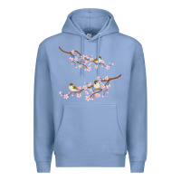 Colony Blue cherry blossom sakura with bird Premium Hoodie - artisFamous
