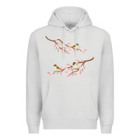 Dove Grey cherry blossom sakura with bird Premium Hoodie - artisFamous